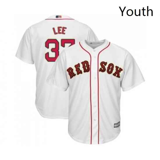 Youth Boston Red Sox 37 Bill Lee Authentic White 2019 Gold Program Cool Base Baseball Jersey